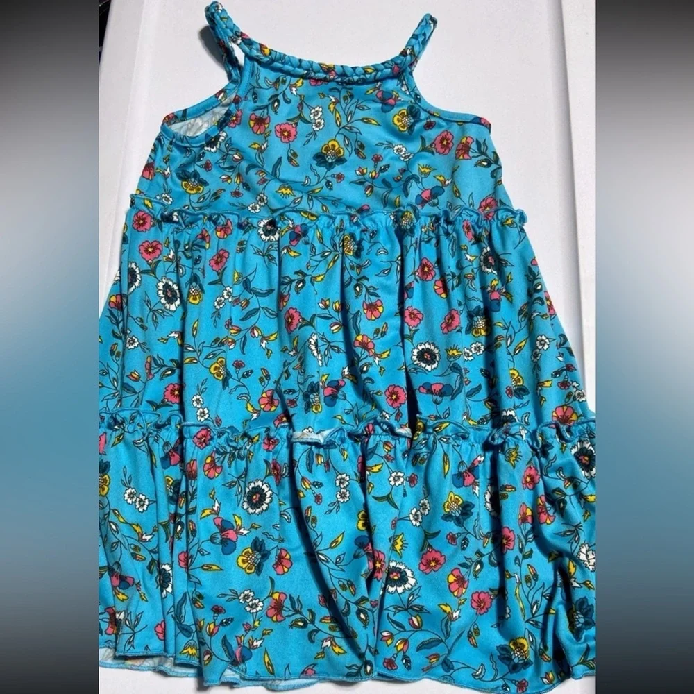 Kids Girls Size XS 4/5 Maxi Dress Set Of 2 Tie Dye Unicorn & Blue Flowers NEW